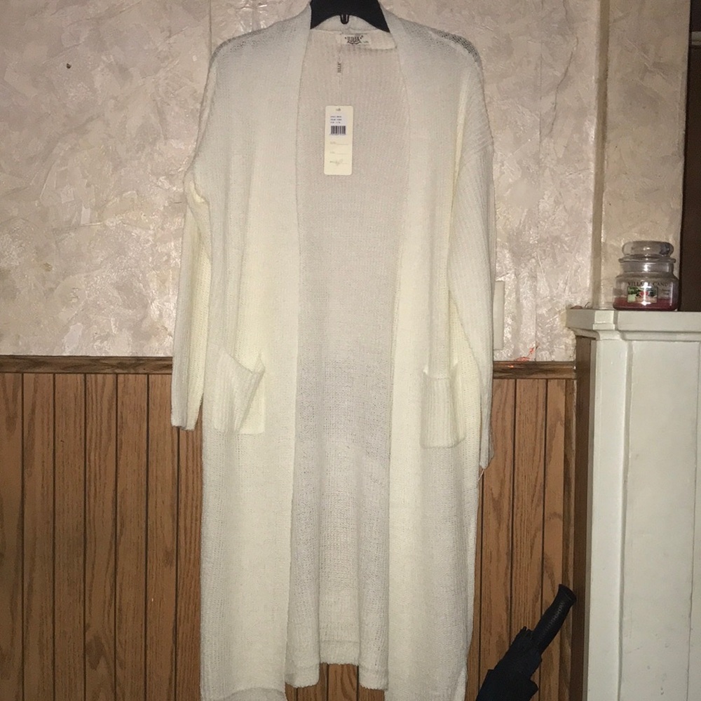 Ivory duster cardigan with pockets by julia (L/XL)